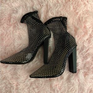 Nasty Gal Black Mesh Studded Heels
